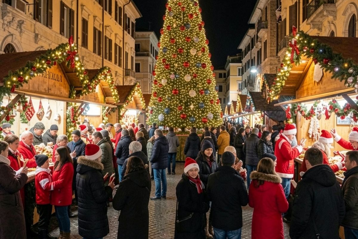 Mercatini di Natale a Rapallo con decorazioni festive