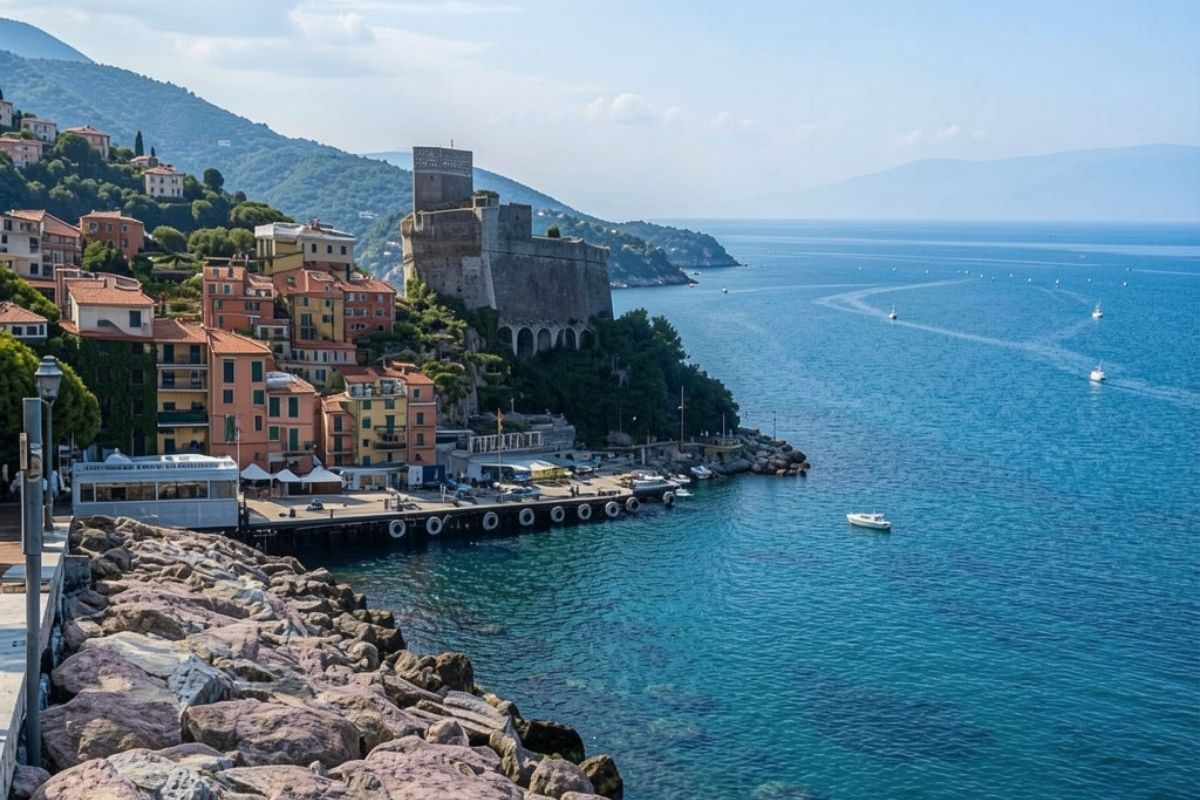 Vista panoramica di Lerici con il castello e il mare