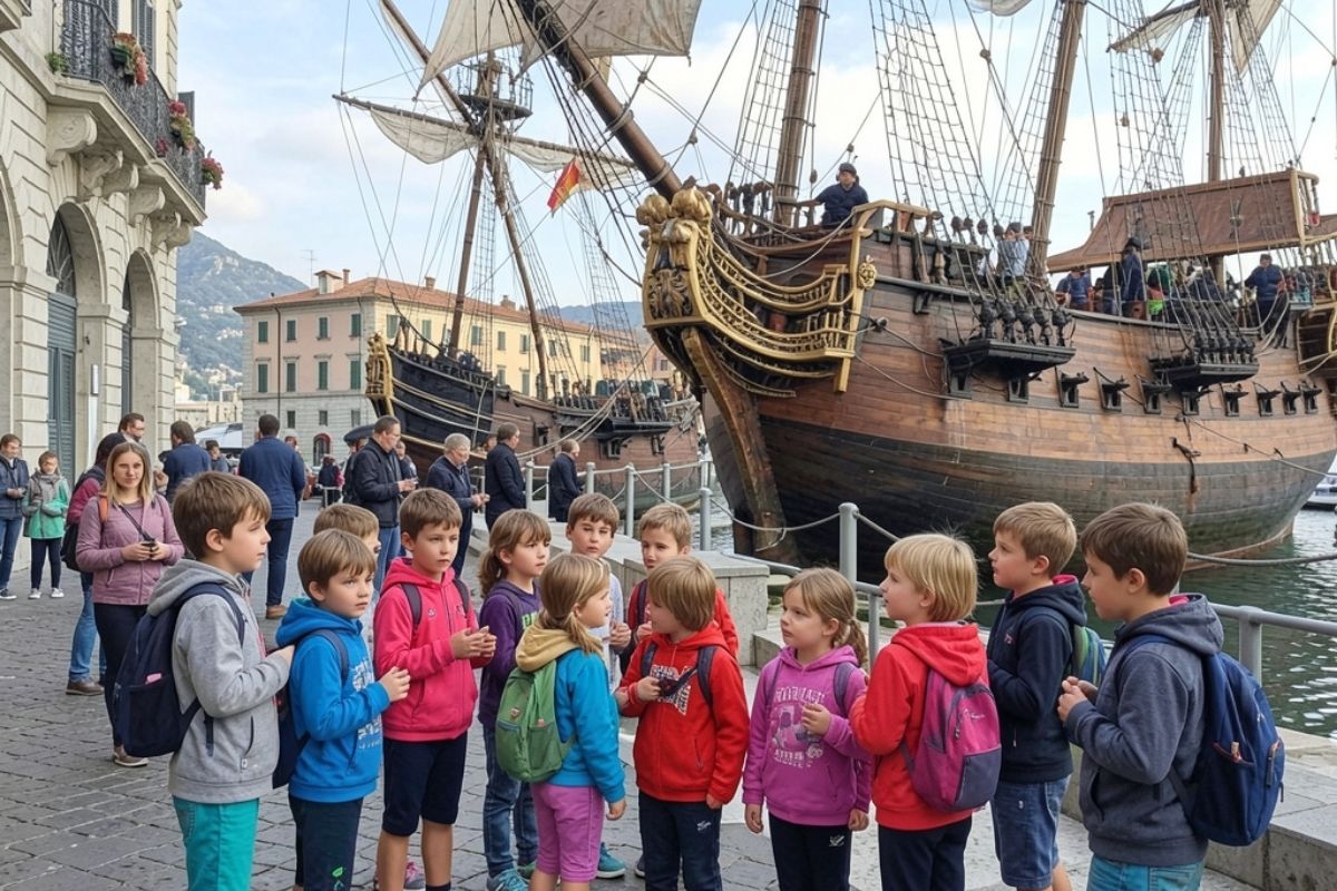 Bambini che esplorano il Museo Navale di La Spezia